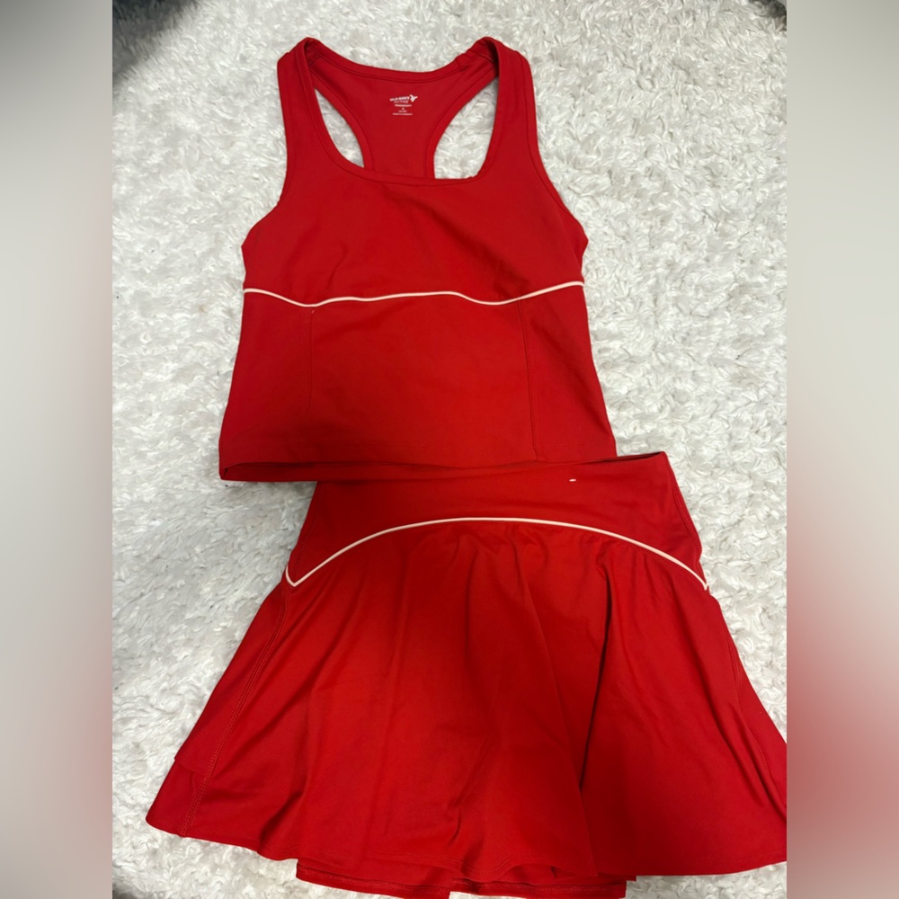 Old Navy Red Athletic Tank and Skirt Set